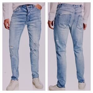 Ksubi Chitch Philly Blue Distressed Straight GUC $220 Size 34   J1352